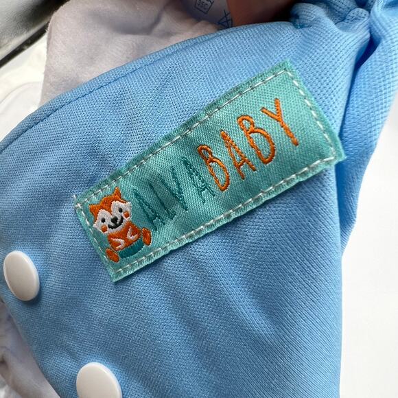 ALVABABY Cloth Diaper Reusable One Size Adjustable Blue & Gray With 4 Inserts - Picture 2 of 10